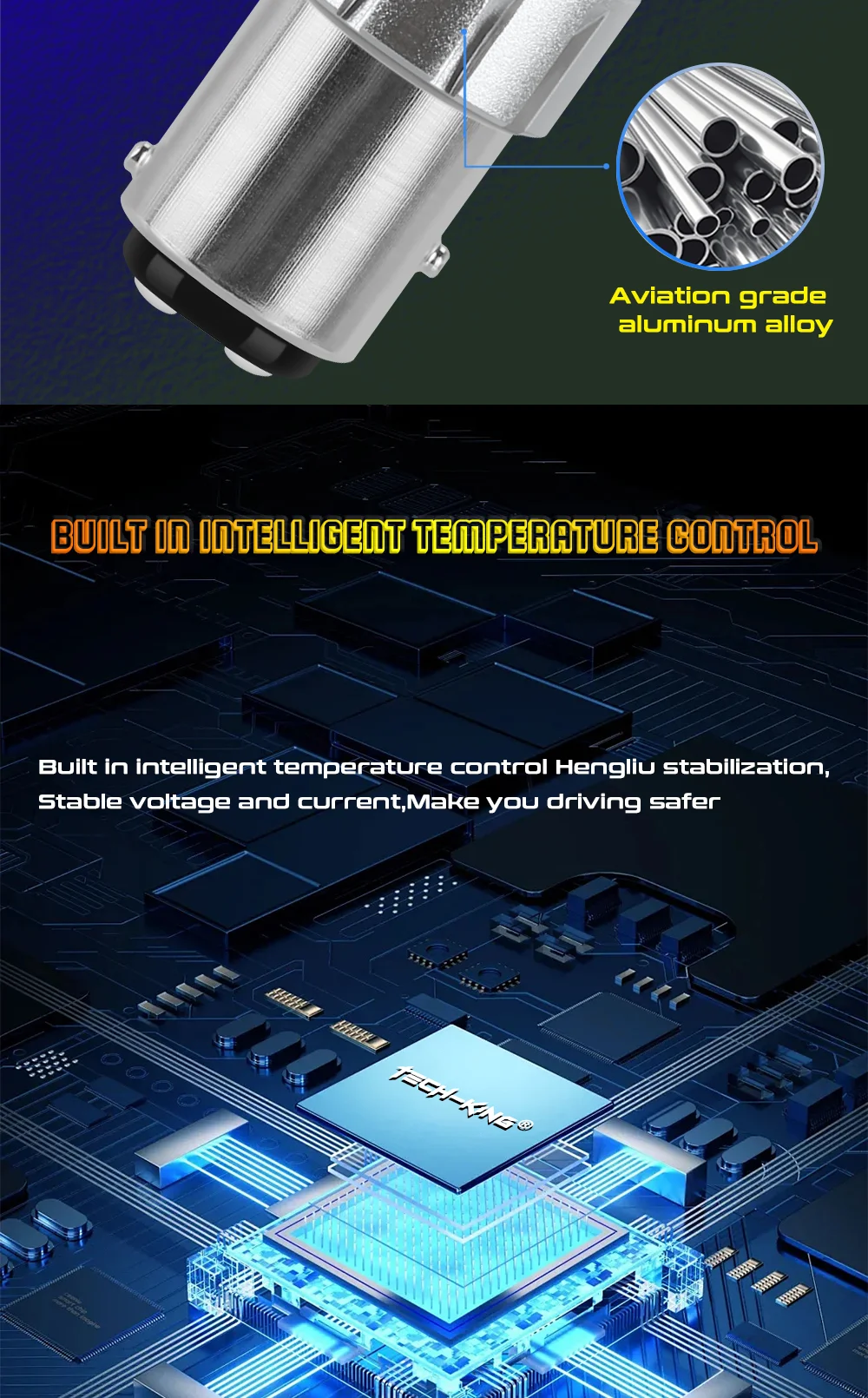 TECH-KING Car Brake Turn Light Led Width Lamp Interior Bulb White 12V-50V 1156 1157 S25 3156 3157 T20 7440 7443 Led Bulb