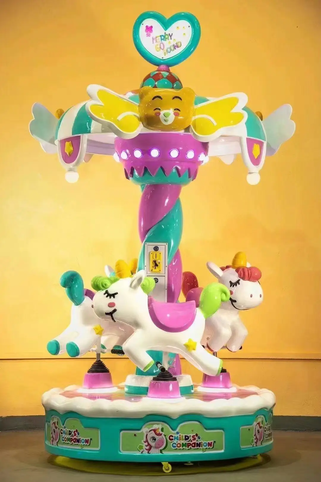 Coin Operated Amusement Park Small Carousel Horse Indoor Playground Electric Kids Kiddie Ride Carousel