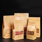 Paper Paper Doypack Front Window Custom Printing Kraft Paper Ziplock Flat Bottom Coffee Packaging Doypack