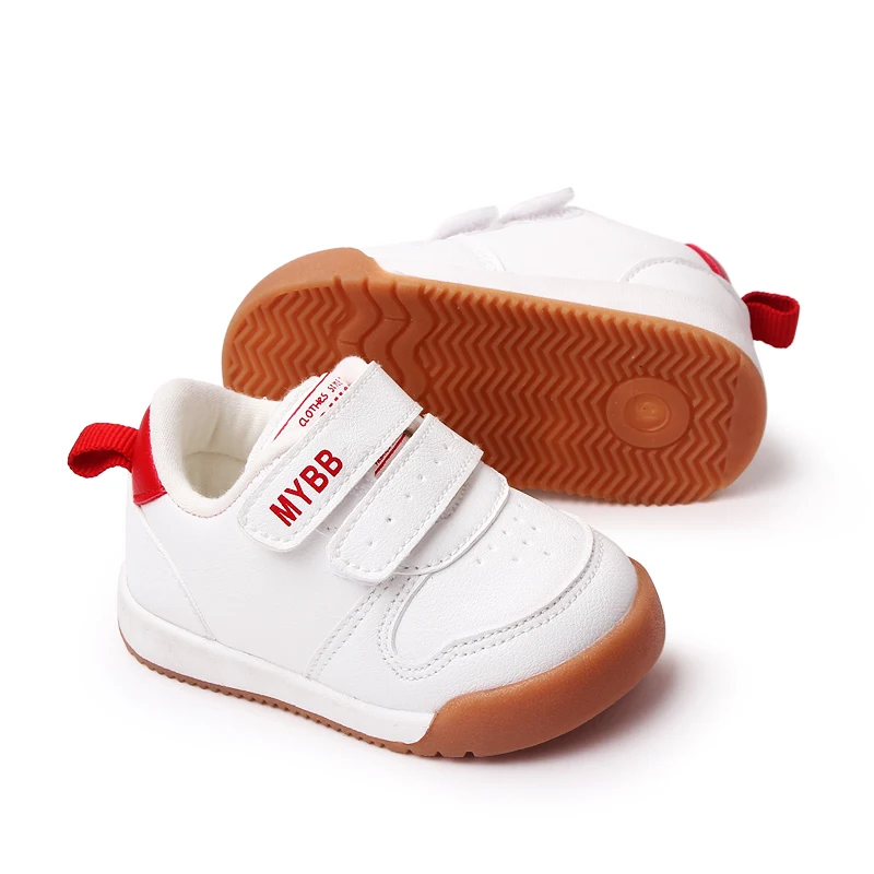 Spring and Autumn Sports Style Soft Sole Anti-slip Wear-resistant Baby Walking Small White Shoes details