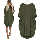 2021 Plain Woman Clothing With Pocket Casual Long Sleeve Wear Plus Size Dresses Women