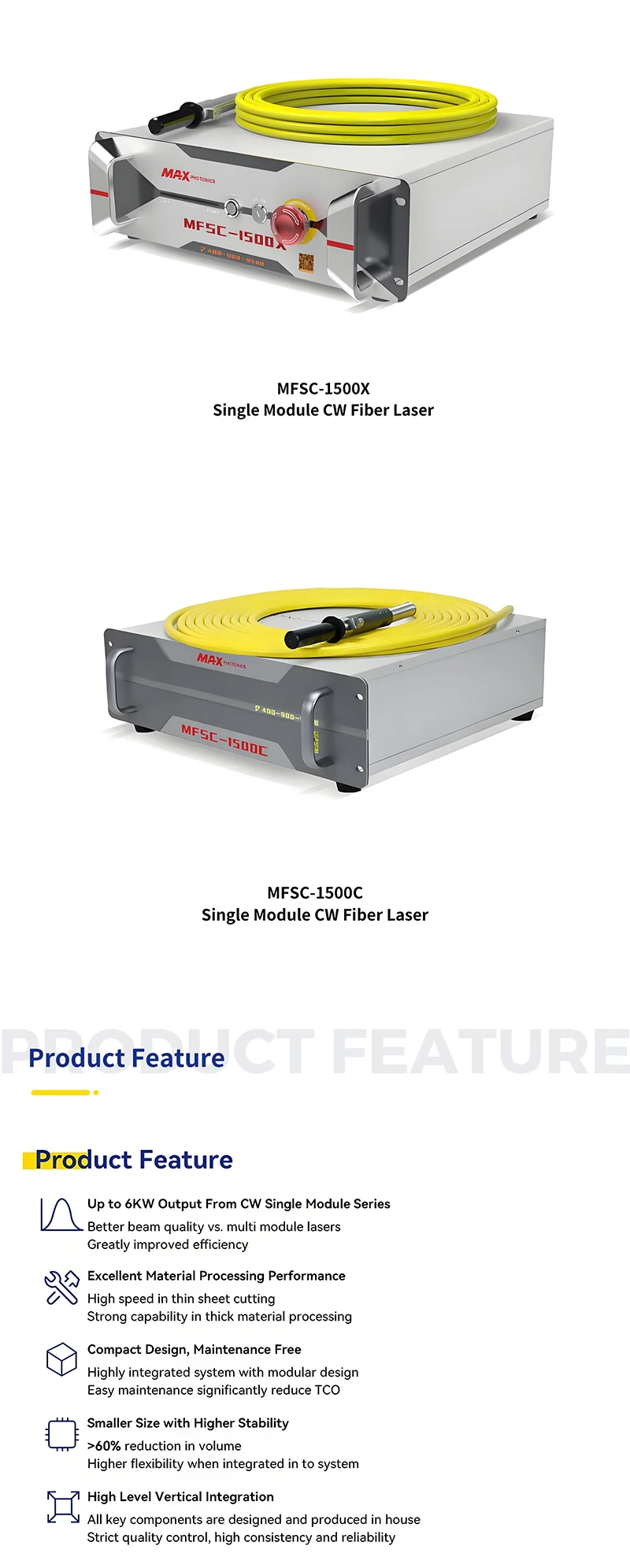 Max MFSC-1500X MFSC-1500C 1500W Single Module Fiber Laser Source New Condition for Laser Welding & Cutting Machine