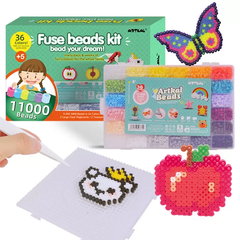 China Factory Wholesale Beads Multi Color Perler Pe Beads 5mm Fuse Beads Kit for Kids Diy Craft with Pattern