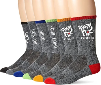 Wholesale custom thick tube socks color matching warm linen autumn and winter sports socks embroidered jacquard logo