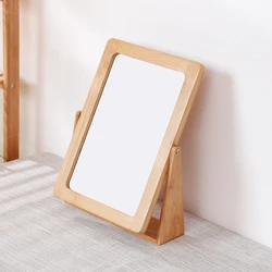 Aesthetic Vanity Mirror Frameless Decorative Desk Tabletop Acrylic Mirrors With Wooden Stand For Living Room