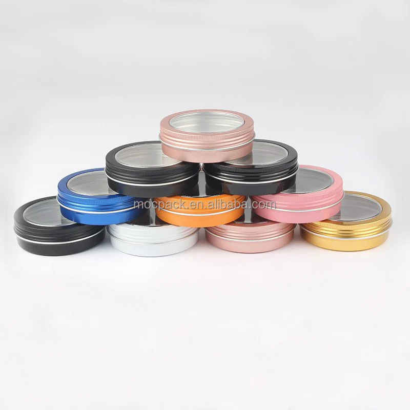 product aluminum storage box with window round metal jar aluminum tin jar with screw top-27