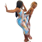Dress Sleeveless Casual Dress Women Backless Outfit 2021 Fashion Skinny Maxi Length Tie Dye Long Dress