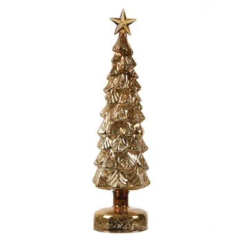 Hand Blown Luxury Gold Glass LED Christmas tree tip ornaments For Christmas Tree
