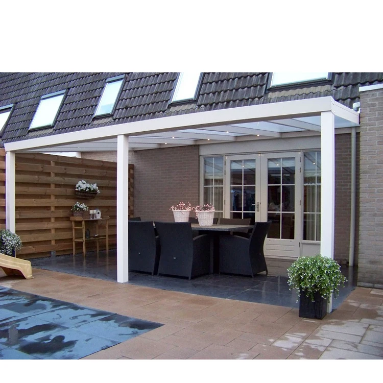 Outdoor Wall Mounted Glass Roof Gazebo 