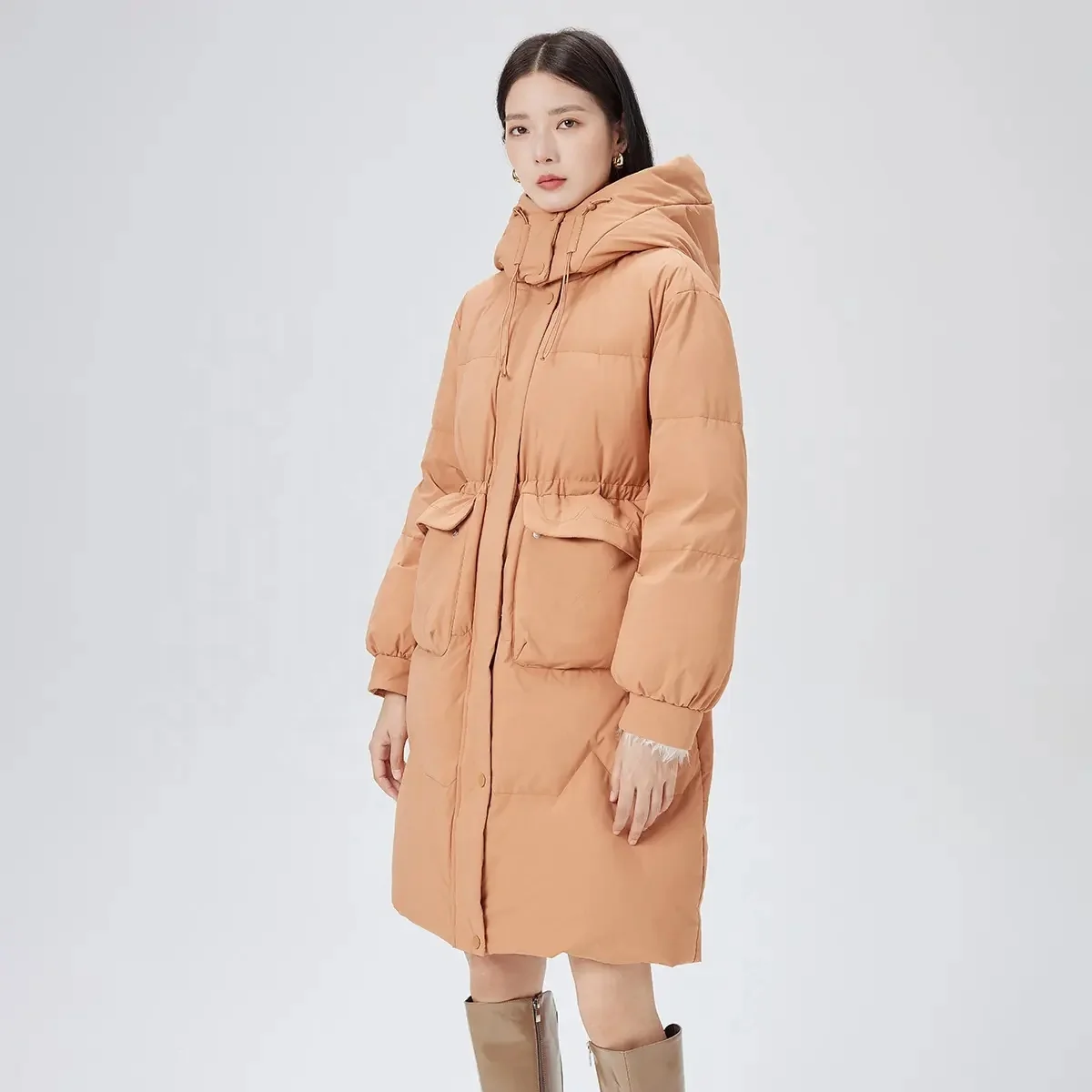 Women Down Puffer Jacket with Hood Hooded Winter Down Puffer Coat for Women with Faux-Fur Hood & Collar