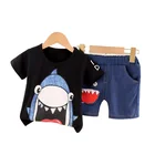 Summer Kids 2021 Casual Wear Contrast Color Knitted Jeans Summer Cotton Children's Kids Clothing Sets