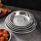 Tray Food SUS 304 Stainless Steel Dinner Plate Round Tray Food Grade