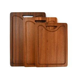 Eco-friendly Rectangle Set Of 3  Walnut Wood Cutting Board With Hanging Hole & Juice Groove For Kitchen