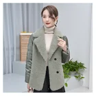 Fashion Sheep Skin Jacket Zhejiang Chongfu Factory Outlet Fashion Casual Light Green Warm Sheep Skin Short Ladies Jacket