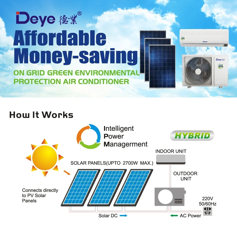 Solar Powered Deye Air Conditioner Off Grid Dc 48v Split Hybrid