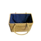 Handmade Bag High Quality Handmade Rattan Womens Beach Bag Square Handbag