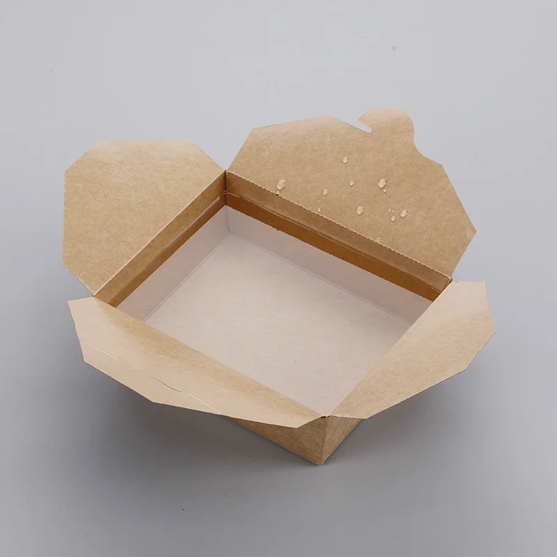 Custom Exquisite Disposable Kraft Paper Lunch Food Boxes Recyclable