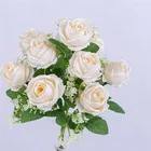 Flower New Custom Logo Artificial Flower Head 7 Heads Yellow Princess Rose