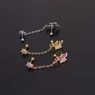 Cz Earrings Jewelry Small Cute CZ Stud Earrings Chain Tassel Earrings Colorful Zircon Long Chain Ear Line