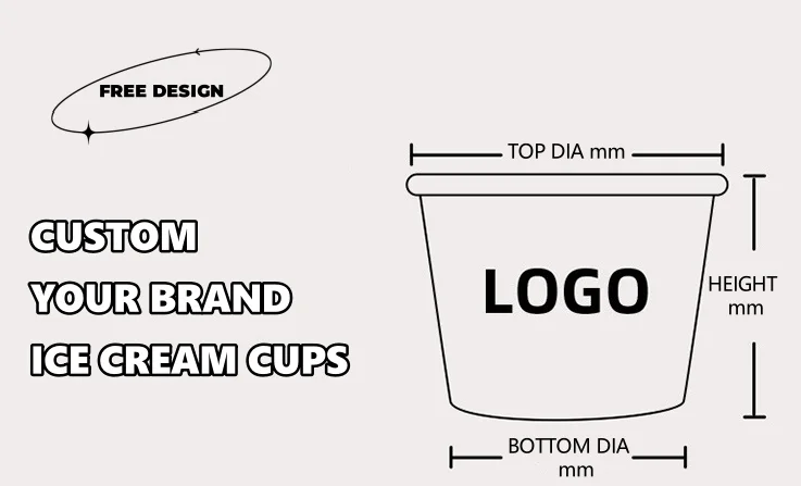 Custom Logo Design 4oz 5oz 8oz 12oz 16oz 26oz and 32oz Ice Cream Bowl Ice Cream Paper Cup Ice Cream Bucket
