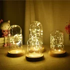 Flower Flower Luxury LED Customize Round Dome Flower Display Decorative Large Size Glass Cover With Wooden Base
