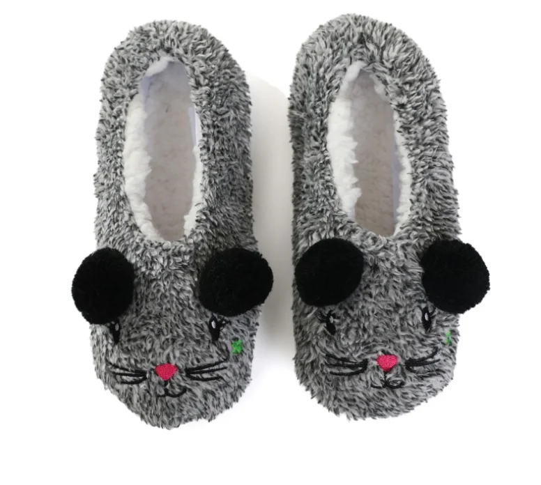 Winter indoor shoes cotton shoes open toe mouse sandals indoor OEM woman's cozy slippers