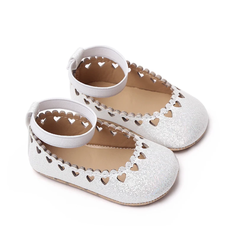 Elastic Solid Color love Hollow Soft Soles for Baby Girls Fashion Princess Toddler Leather Shoes supplier