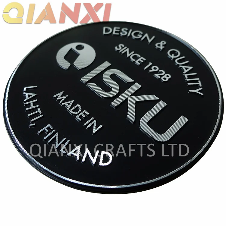 product diamond cut metal nameplate sign aluminum badge machine emblem logo plate-7