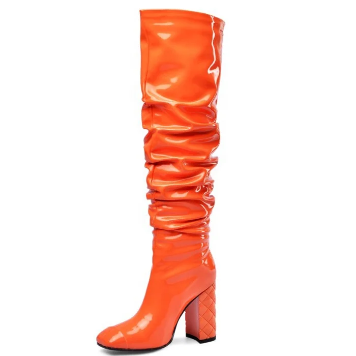 orange chunky boots