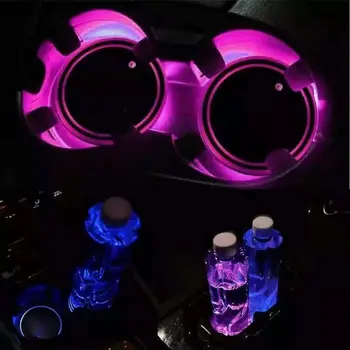LED Car Cup Holder Mats Pads Dog Paw RGB LED Lights Car Drink Coaster Accessories Interior Decoration Atmosphere Light - Univers
