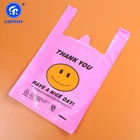 Smiley Pack Bag Packing T-shirt Bags Custom Smiley Face And Thank You Pack Poly Biodegradable T-shirt Bag