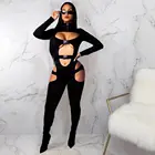 Bestex Custom Womens Long Sleeve Buckle High Neck Zipper 1 Piece Romper Biker Clubwear Bodycon Jumpsuit
