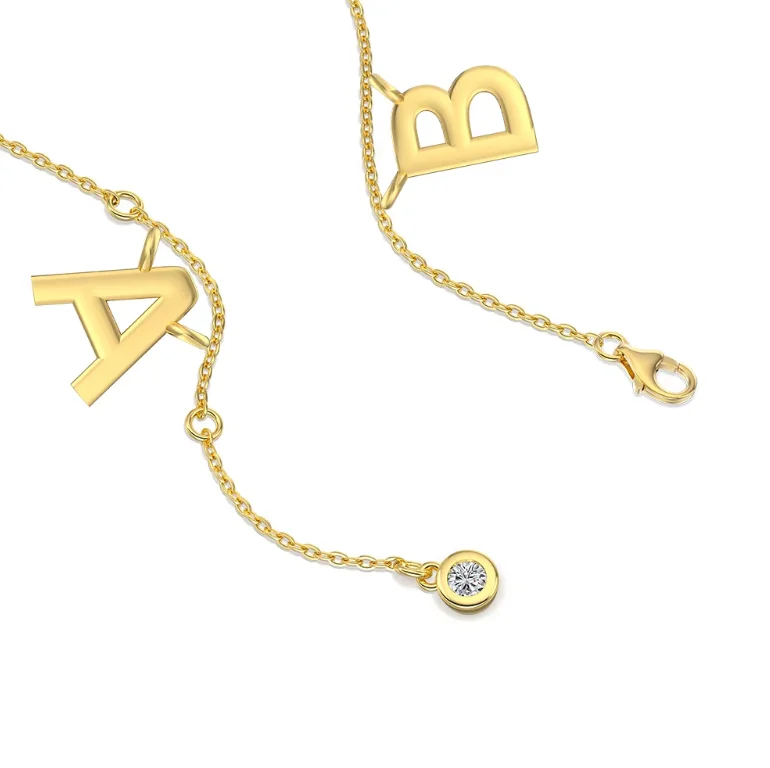 Dainty Custom Name Necklace in 925 Sterling Silver with Initial Letter Pendant - Fine Jewelry for Women