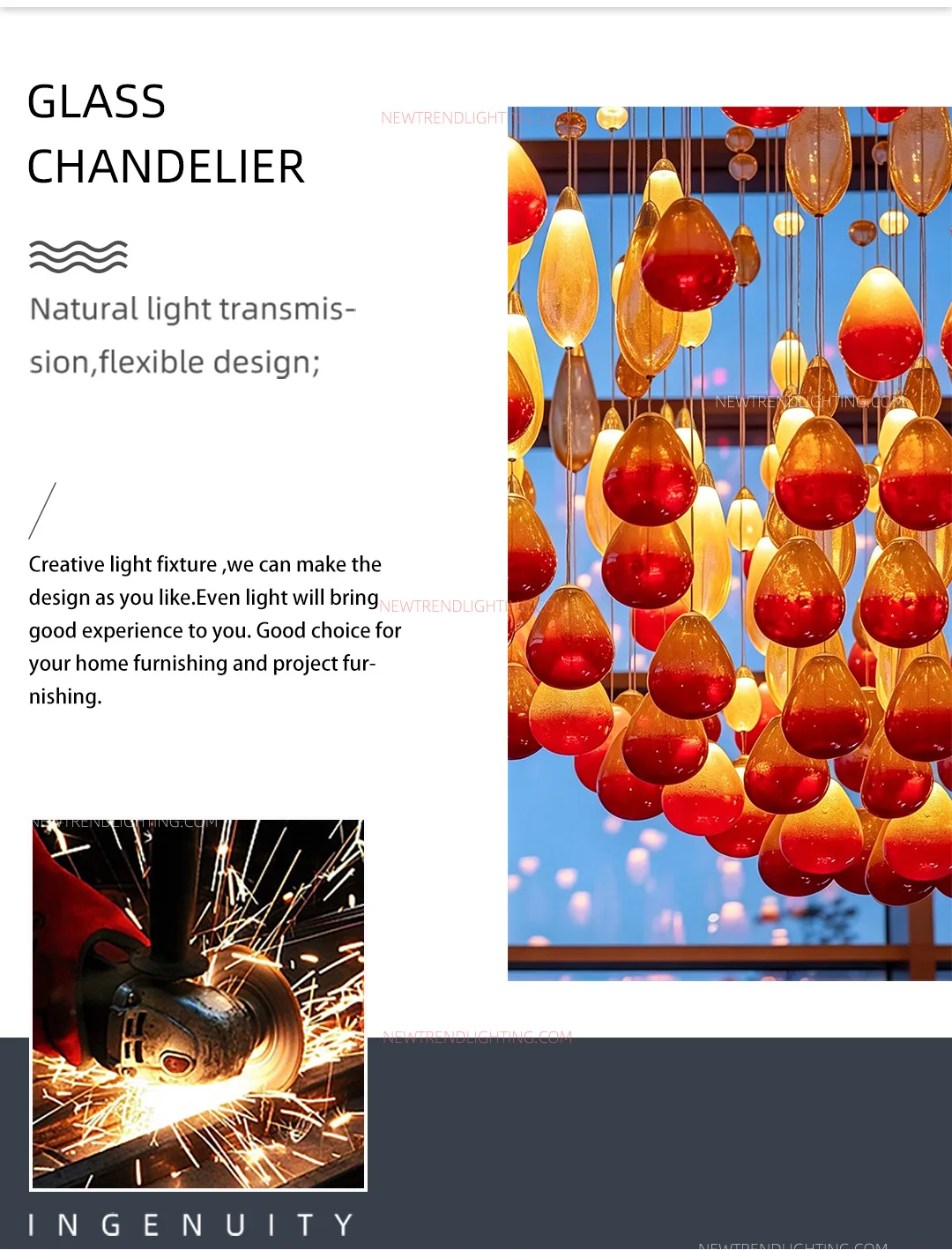 cpl 523 custom glass led chandelier oversized bespoke statement lighting manufacturer for hotel lobbies grand halls-1