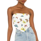 Custom Summer Bottoming Sexy Woman Crop Top Slim Butterfly Print Sleeveless Top Women Tube Top