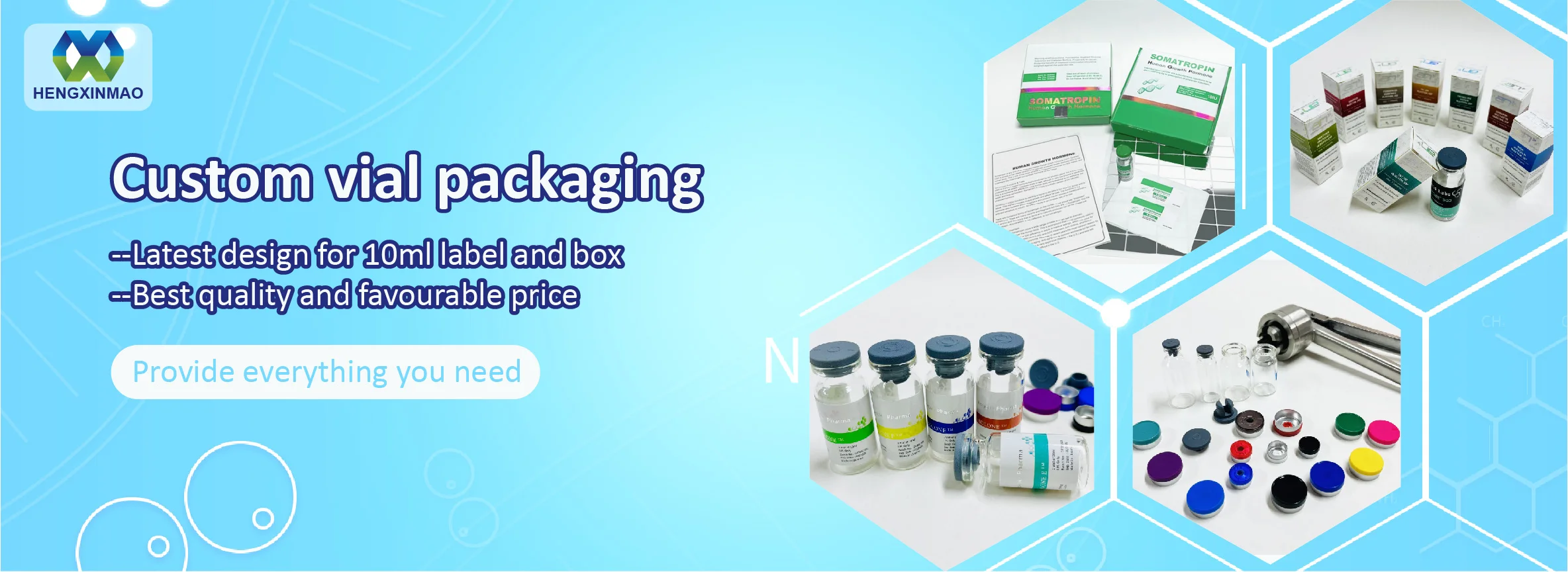 Custom Design Medicine Bottle Label Waterproof Hologram Printing 10ml Vials Label Vial Tablets Oral Peptide Label and Box details