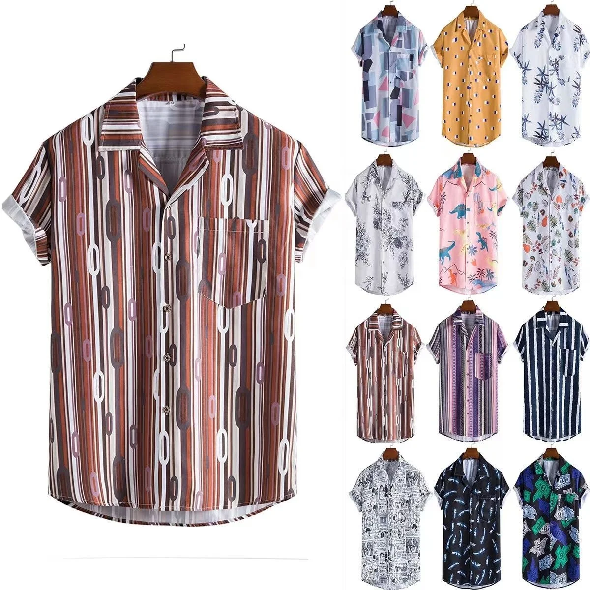 Fast Delivery Resort Spring Summer Shirt For Men Custom Printed Graphic Beach Oversized Short Sleeve Mens Hawaiian Shirt