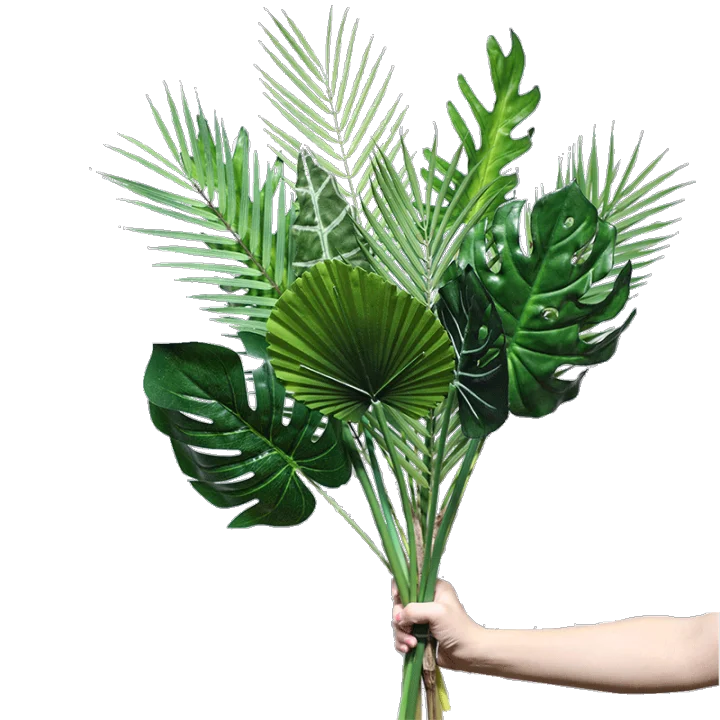 Details about   Artificial Palm Tree Green Large Leaf Plants Plastic Leaves Garden Decoration 