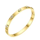 Jewelry Diamonds High Quality Fashion Jewelry 14K Gold Plated Stainless Steel 5 Diamonds Bangles B202078