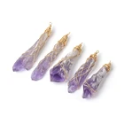 Amethyst Pendant Amethyst Cliobeads Wire Wrapped Raw Amethyst Pendant Natural Rough Stone Pendant