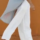 Trousers High Quality Ladies Linen Trousers Solid Loose Elastic Waist Wide Leg Pants Women