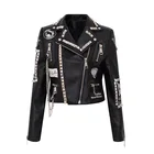 Jacket Women 2021 Fashion Pu Jacket Women Motorbike Graffiti Print Punk Style Faux PU Leather Jacket