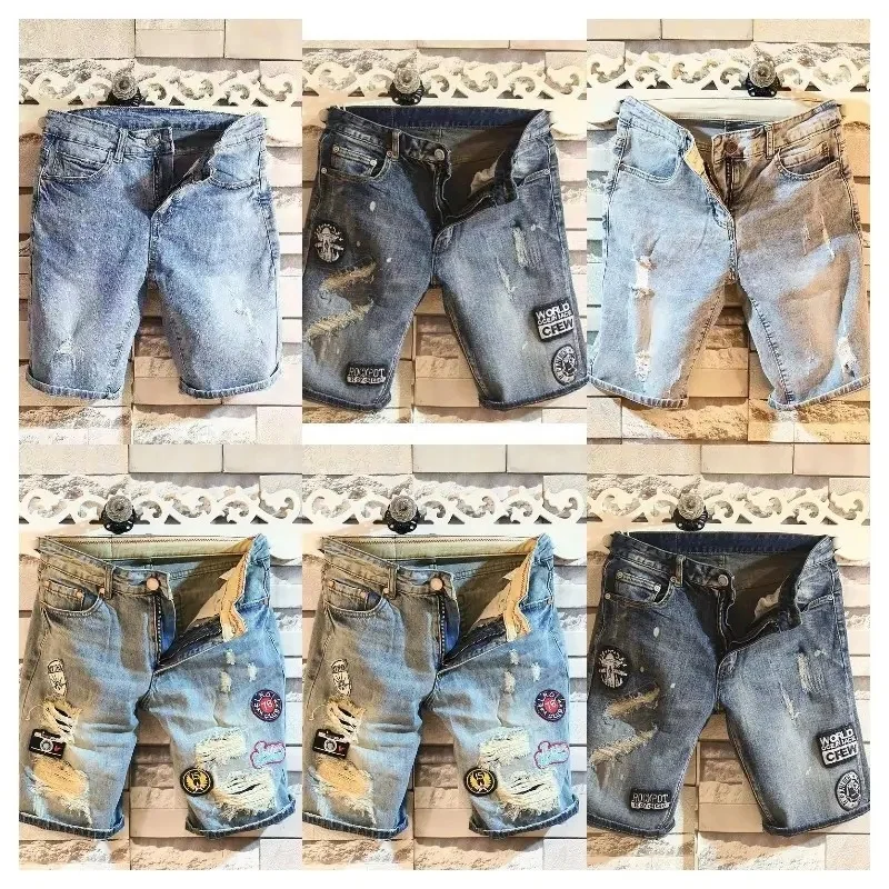 New Fashion Mens Ripped Short Jeans Brand Clothing Bermuda Summer 100% Cotton Shorts Denim Shorts