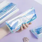 Pvc Pencil Bag Customized Pvc Laser Transparent Pencil Case With Stars Kawaii Pencil Bag