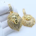 Gold Jewelry Iced Out Cz Pendant Custom Gold Lion Head Enamel Pendant