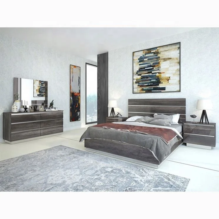 Modern Furniture Set Bedroom Glossy Melamine King Size Bed Furniture Bedroom