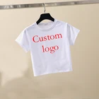 Shirt Summer Wholesale Women Fashion Custom Logo Print Shirt Sexy Ladies Summer Plain Tight Crop Tops