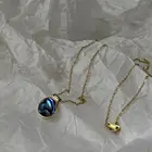 Sterling Abalone 925 Sterling Silver Tiny Abalone Shell Pendant Necklace Small Gold Necklace