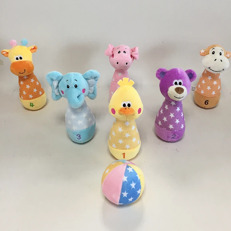 plush animal bowling set