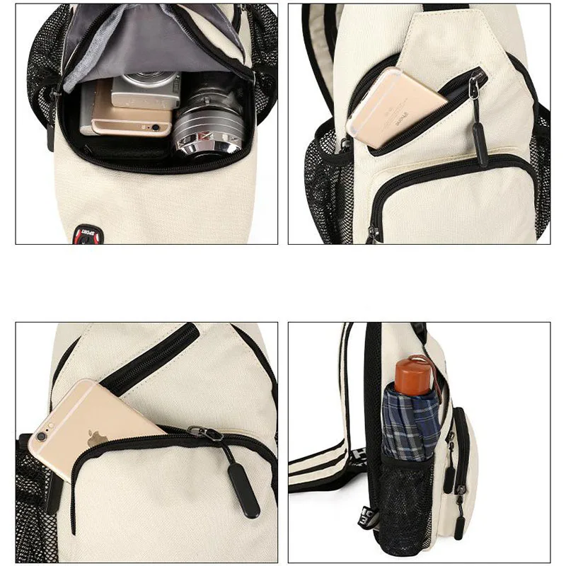 Waterproof sling backpack with headphone jack Women's and men's fashion diagonal chest bag